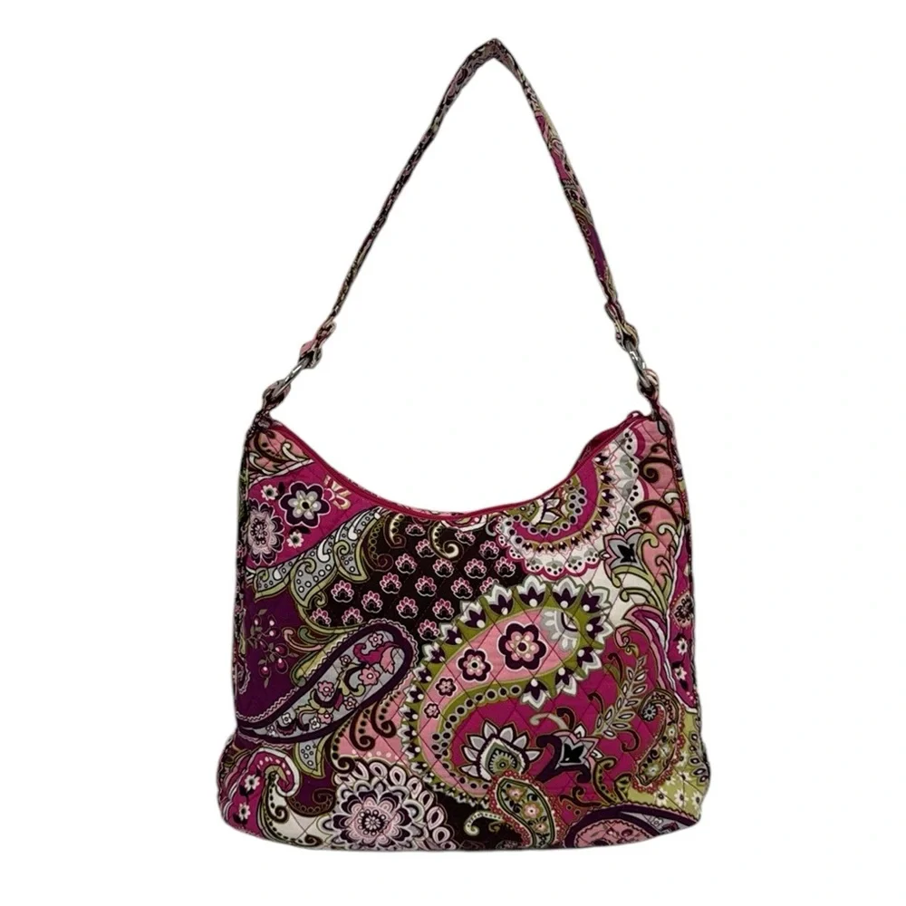 Vera Bradley Pink Very Berry Paisley Hipster Hobo Shoulder Bag Purse 13